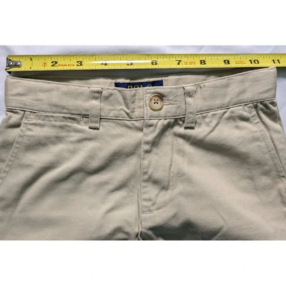 Polo Ralph Lauren Boys Size 6 Tan Chino Shorts Beige Cotton Flat Front Pony Logo